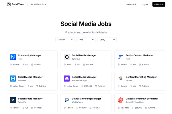 Job Board Screenshot